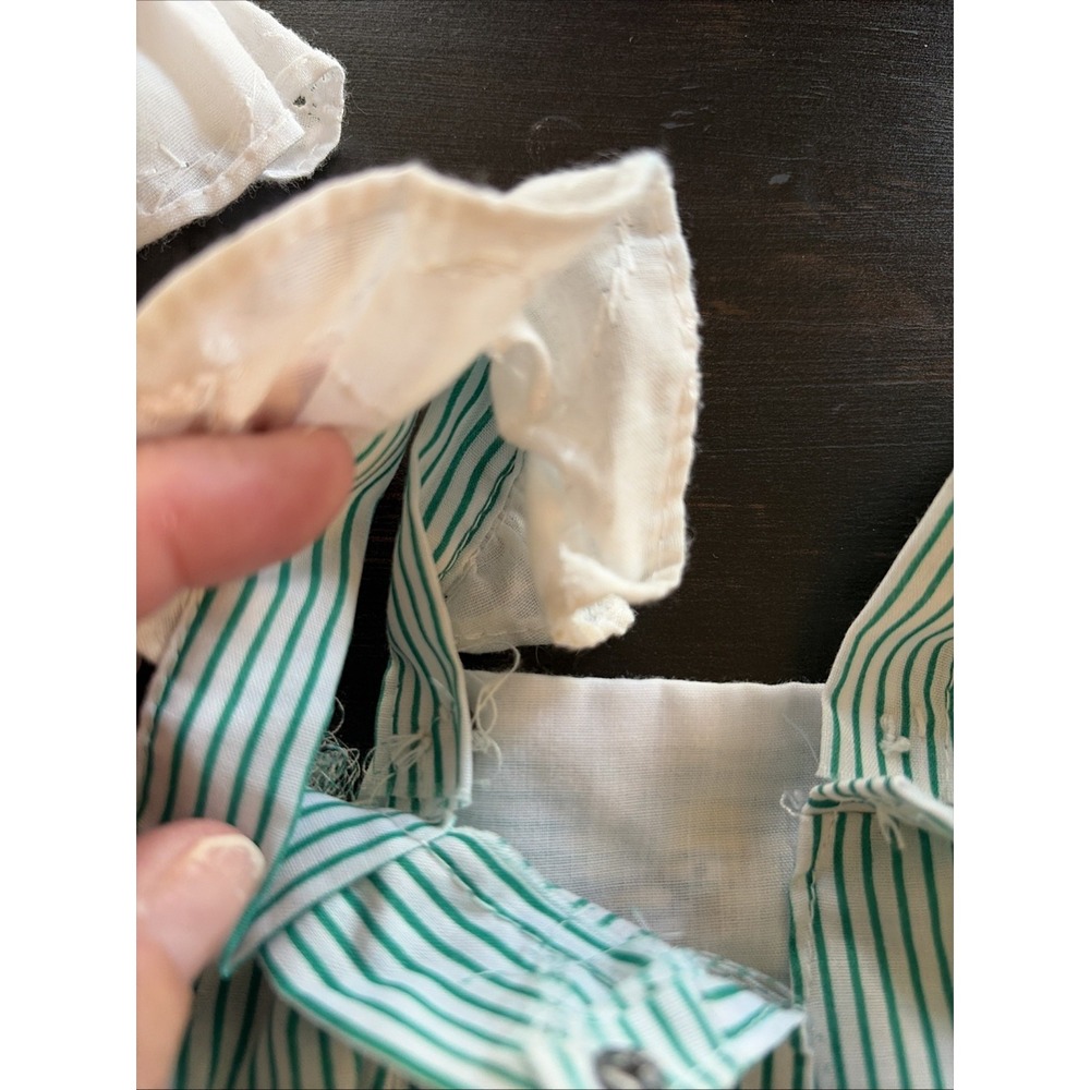 1980's CPK VTG Identical Twins Pack Green Striped Sunsuit Rompers Preemie Set 2 - Picture 9 of 10